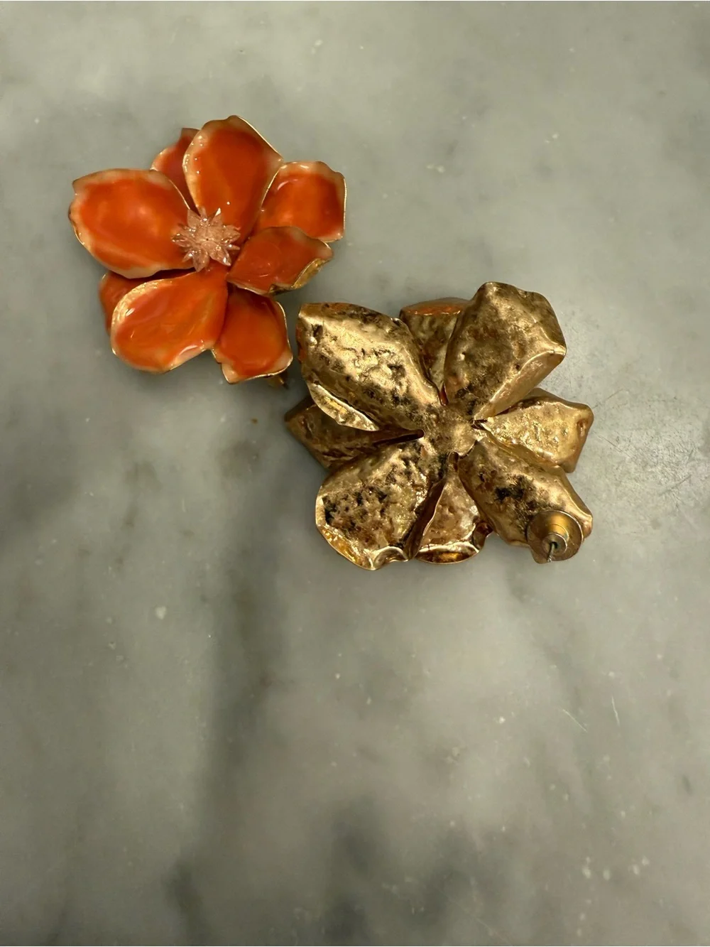 Orange Enamel Flower Earrings - Women Accessories ZARA